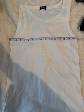 Boss White Ribbed Tank Top